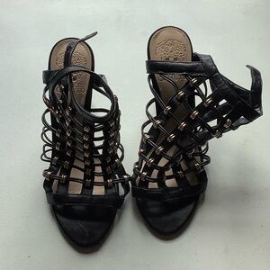 Vince Camuto Black and Gold Strappy Sandals